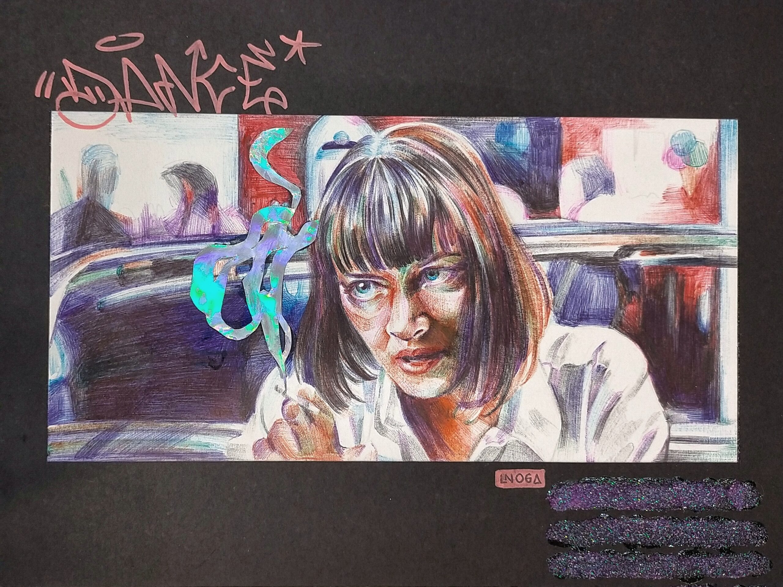 Dibujo en tonos azules sobre el nacimiento