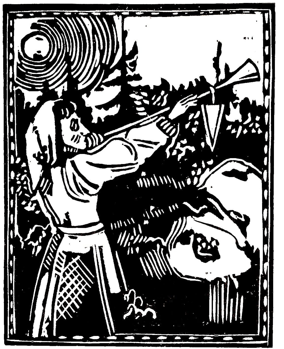 Grabado inspirada en la porta del disco Filosofem de Burzum