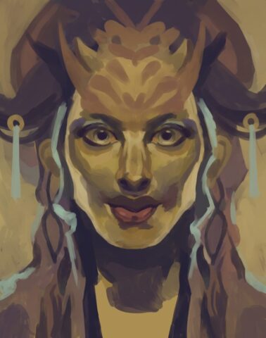 Diseño de personaje de una mujer fantástica usando la herramienta de simetría