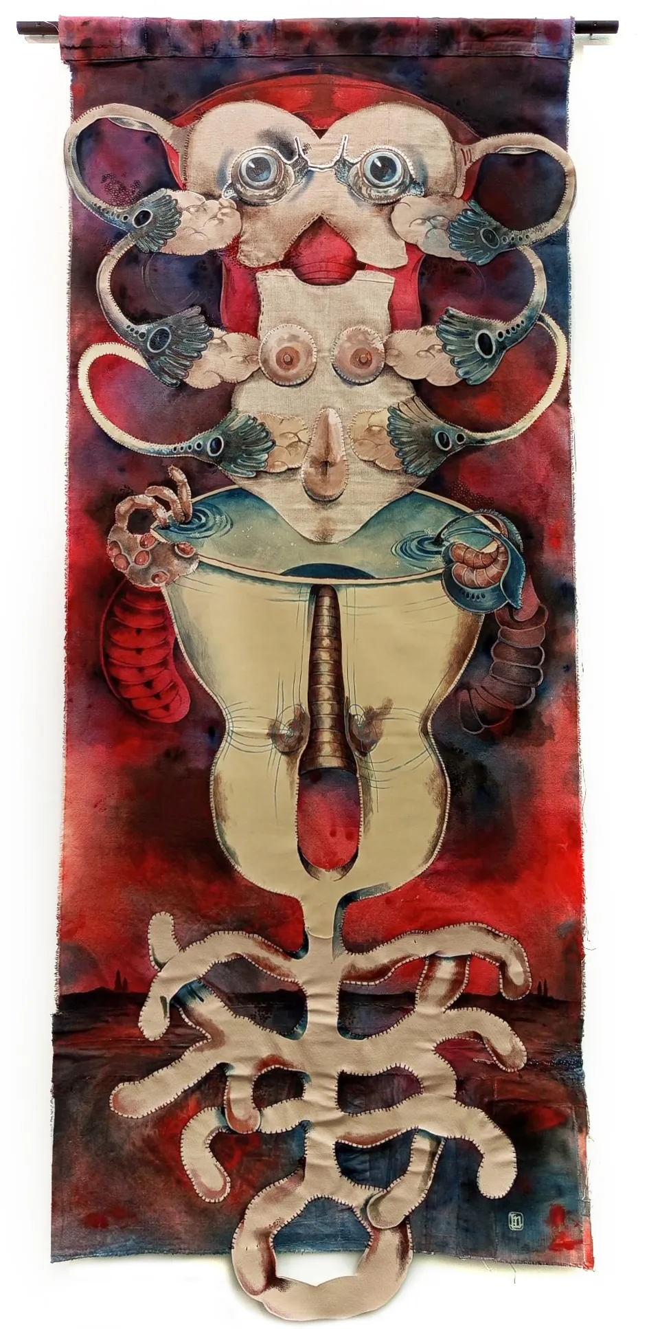 Pintura surrealista que muestra a un cúmulo de personas que no caben en una habitación , en representación de la crisis d el vivienda