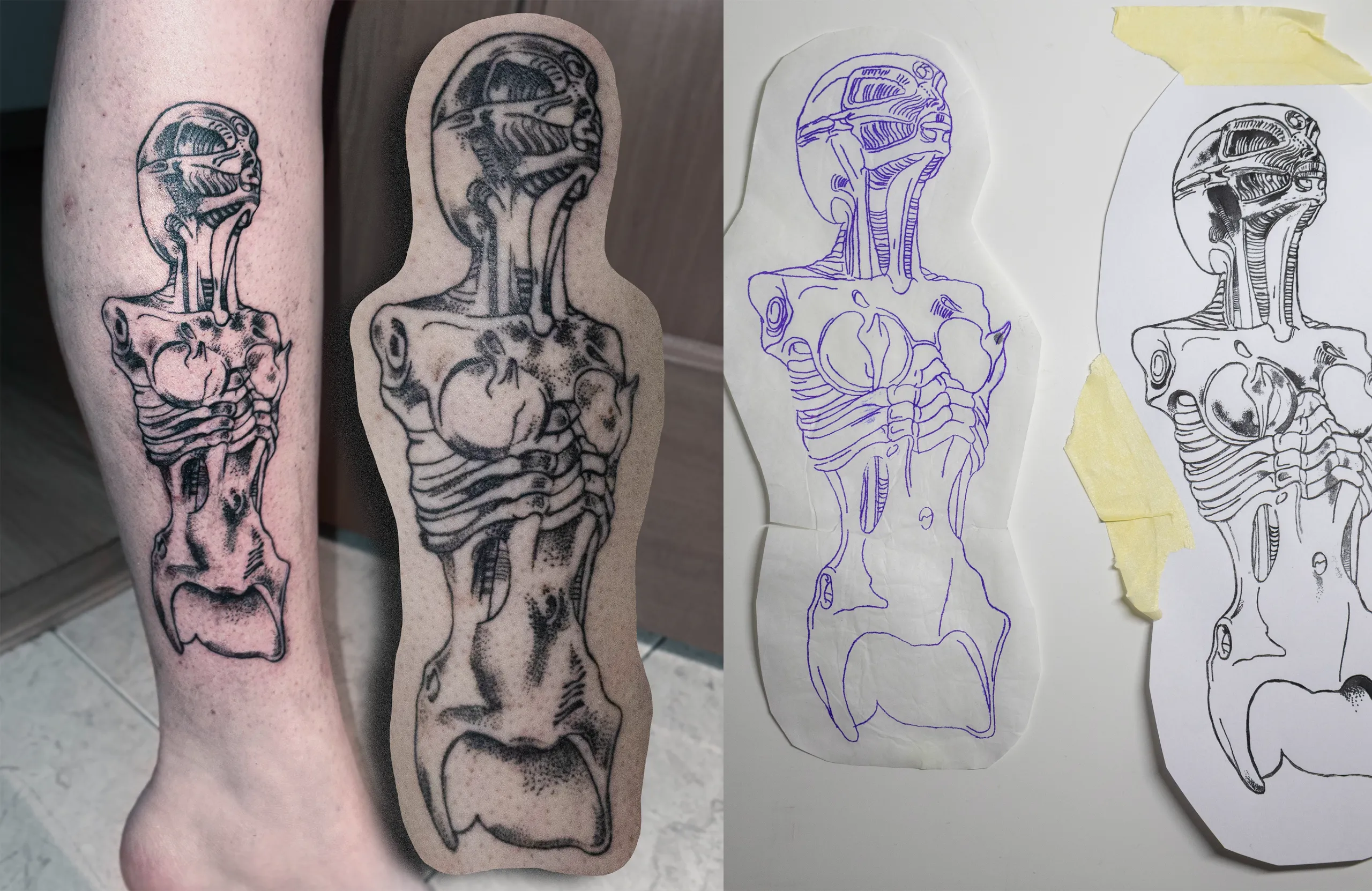 Tatuaje de la escultura del artista H.R Giger Female alien